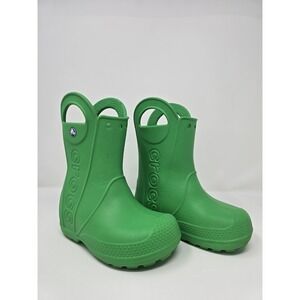 Crocs Handle It Rain Boots Green Kids Size C9 – Waterproof 12803 Great Condition